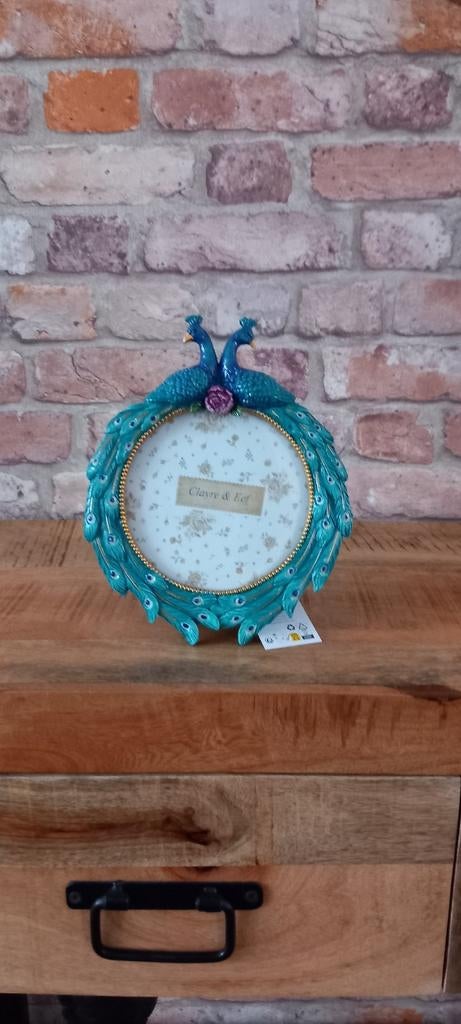 Clayre&Eef:21cm Pauw Fotolijst♥️NIEUW♥️, Huis en Inrichting, Clayre&Eef, 1446dt, Nieuw, Ophalen of Verzenden