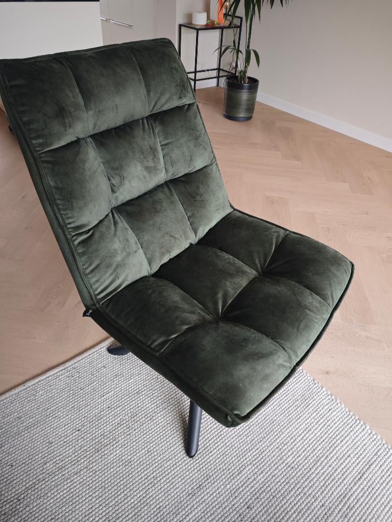 Fauteuil Dorus – Velvet Army Green – Zo goed als nieuw, Huis en Inrichting, Fauteuils, Ophalen, 100 tot 125 cm, Zo goed als nieuw
