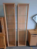 Beukenfineer vitrinekast met 4 glasplaten, Huis en Inrichting, Kasten | Vitrinekasten, Ophalen, Minder dan 50 cm, Gebruikt, Glas