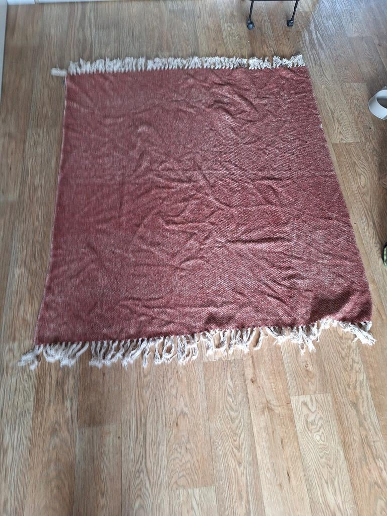 Gusta Woonplaid 127x160 cm - Bruin/Wit met Franjes, Ophalen of Verzenden, Gebruikt