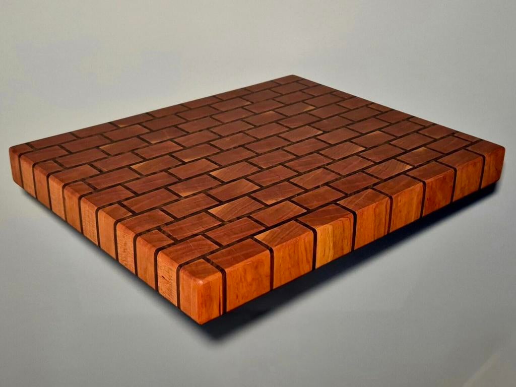Luxe kopshouten snijplank, Brick wall patroon,Kersen & Noten, Ophalen of Verzenden, Nieuw