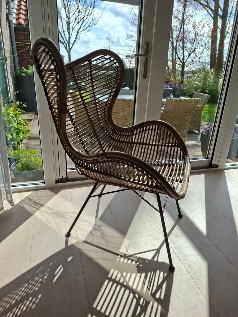 Sfeervolle stoel van rotan, Huis en Inrichting, Fauteuils, Ophalen of Verzenden, Gebruikt, 75 tot 100 cm, 50 tot 75 cm