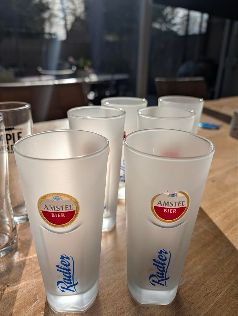 6 Amstel Radler glazen, Ophalen, Zo goed als nieuw, Bierglas