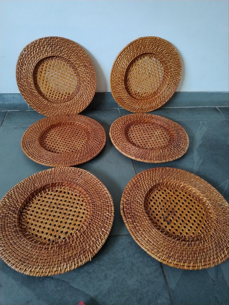 Zes onderborden Ratan, Myanmar, Huis en Inrichting, Ophalen of Verzenden, Bord