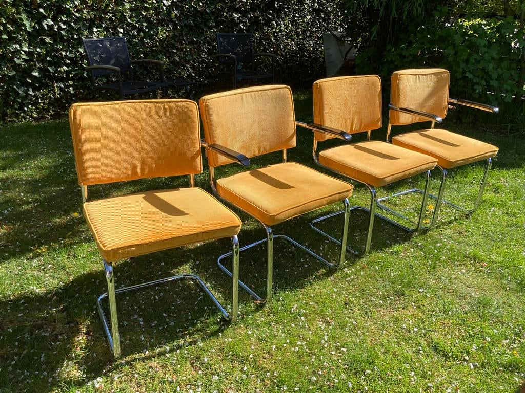 Set van 4 Ridge Rib stoelen - Okergeel, Huis en Inrichting, Ophalen, Gebruikt, Overige kleuren, Vier