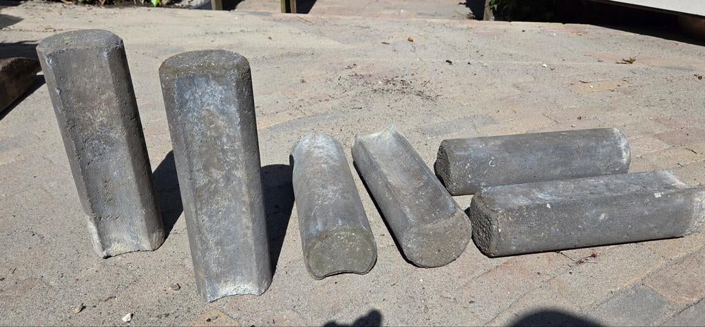 63 Palissaden, pallisade paaltjes, grijs beton, 25cm x 8 cm, Tuin en Terras, Tegels en Klinkers, Ophalen, Gebruikt, Beton, Overige typen