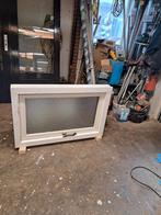 Uitzetraam met gefigureerd glas, hardhouten kozijn, 80 tot 120 cm, 80 tot 120 cm, Ophalen of Verzenden, Zo goed als nieuw