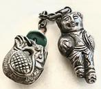 Antieke Zilveren BABY BORN  meisje  en Geld Tasje Rammelaar, Antiek en Kunst, Antiek | Goud en Zilver, Ophalen of Verzenden, Zilver