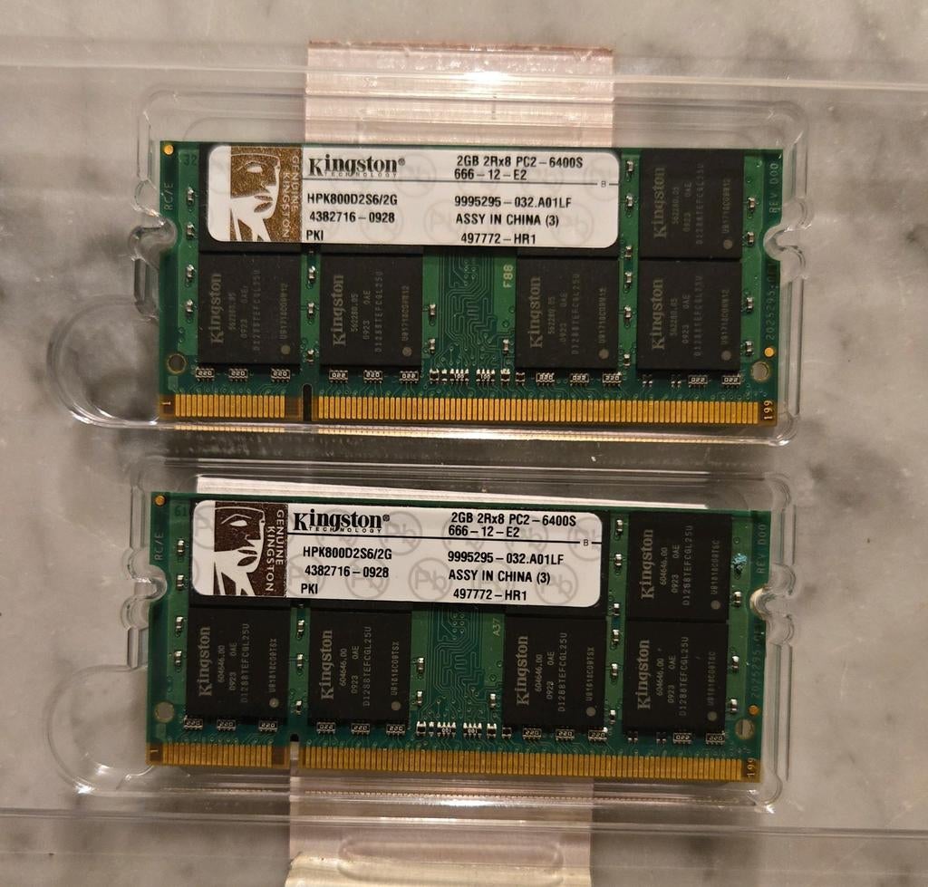 2 x 2GB, DDR2, 800mhz Sodim Ram geheugen "Kingston", Computers en Software, RAM geheugen, Verzenden, Zo goed als nieuw, DDR2, Laptop