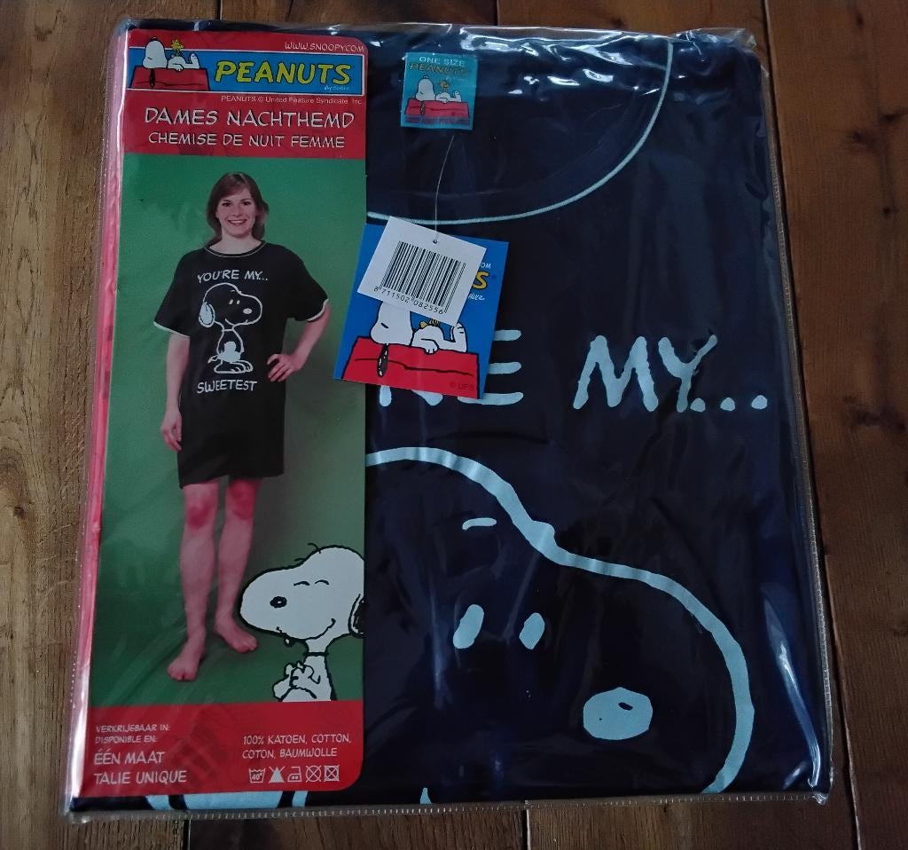 Snoopy Nachthemd - bigshirt - donkerblauw - gedecoreerd met, Ophalen of Verzenden, Nieuw