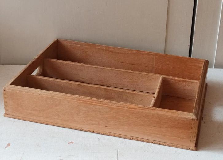 Oude houten bestekbak, Antiek en Kunst, Curiosa en Brocante, Ophalen of Verzenden