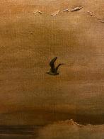 H.W. Mesdag stijl zeegezicht – oud schilderij op doek, Ophalen of Verzenden