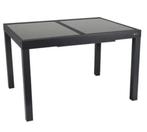 Florabest uitschuifbare tuintafel zwart met glazen blad, Ophalen, Gebruikt, Rechthoekig, Aluminium