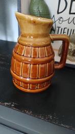 Vintage kan vaas met oor aardewerk bruin, Gebruikt, Overige kleuren, Aardewerk of Porselein, Ophalen of Verzenden