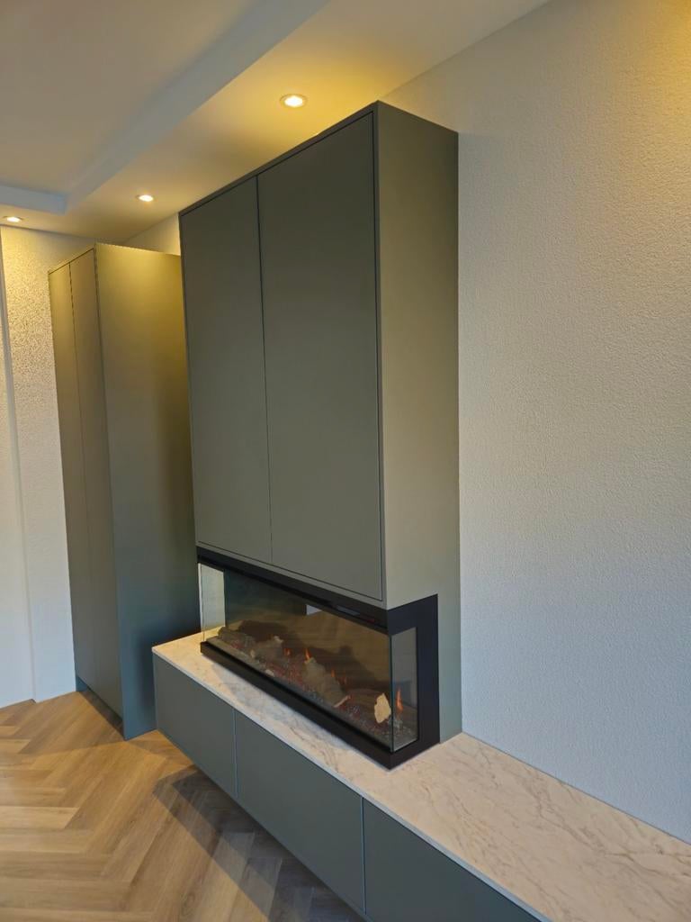 Maatwerk tv-meubel met elektrische haard, Huis en Inrichting, Kasten | Televisiemeubels, 200 cm of meer, Nieuw, Ophalen of Verzenden