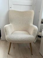 Crèmekleurige Teddy Fauteuil, Ophalen, Gebruikt, Stof, 75 tot 100 cm