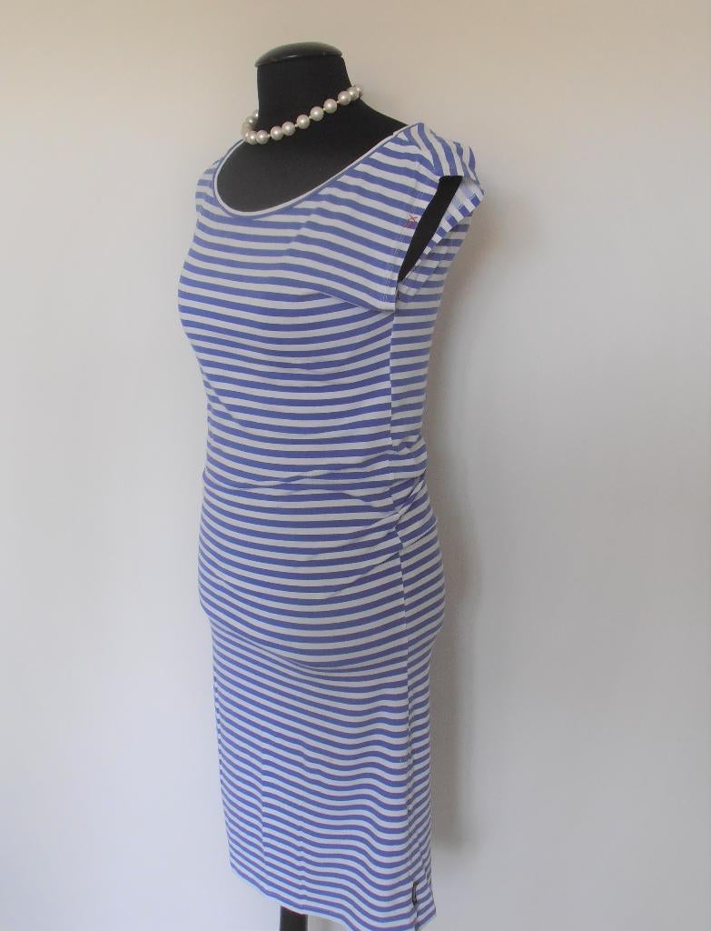 Je m'appelle - prachtige blauw witte zomer stretch jurk - 42, Maat 42/44 (L), Je m'appelle, Zo goed als nieuw, Onder de knie