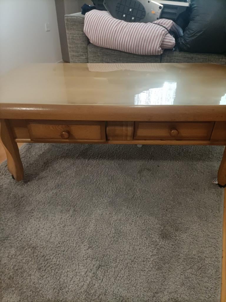 Grenen salontafel, Ophalen, Gebruikt, 100 tot 150 cm, 50 tot 100 cm