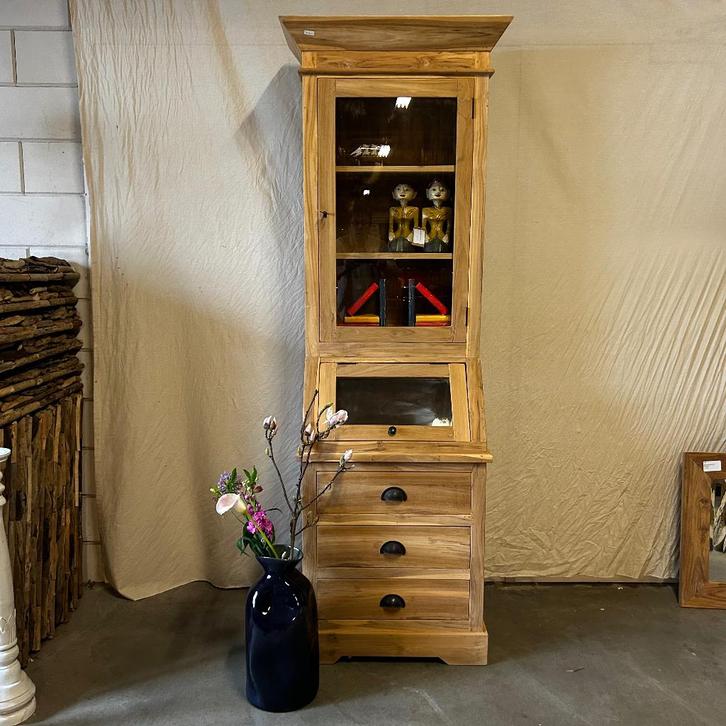 Smalle Buffetkast - 60 cm - met klep - teak- TTM Wonen, Huis en Inrichting, Kasten | Buffetkasten, Nieuw, 200 cm of meer, 50 tot 100 cm