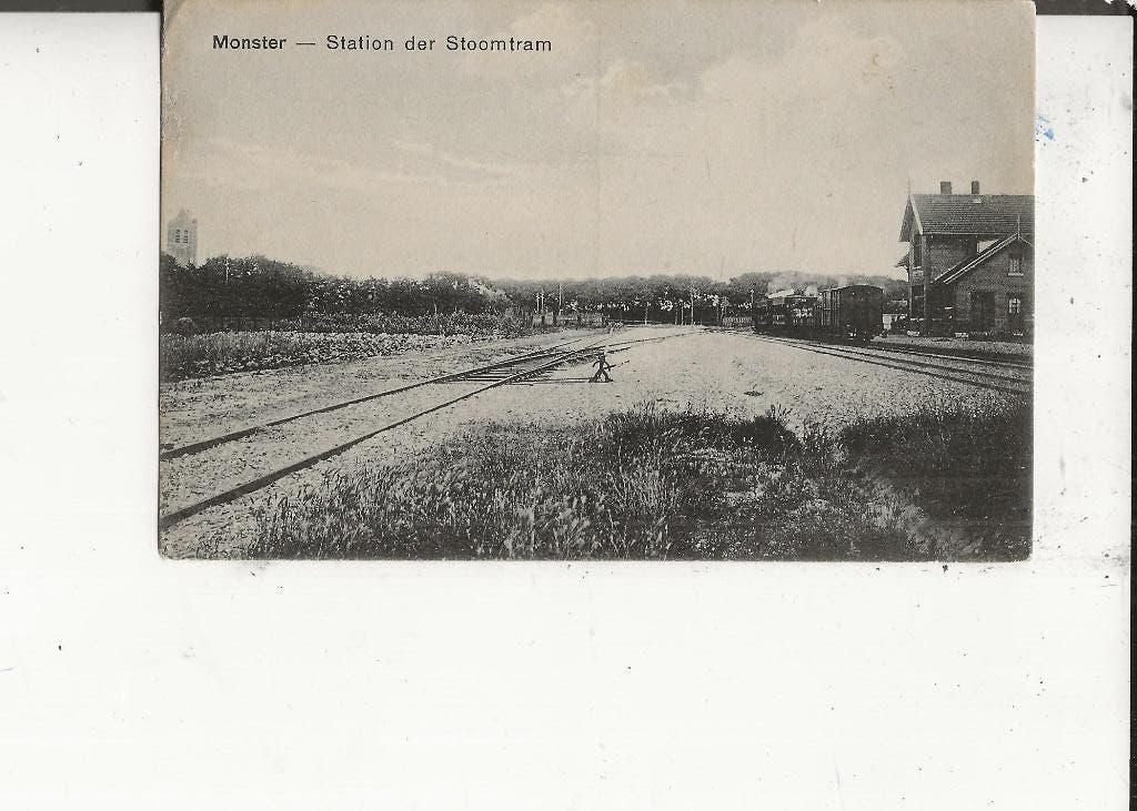 Monster Station der Spoortram met stoomlocomotief, Verzamelen, Ansichtkaarten | Nederland, Ophalen of Verzenden, Voor 1920, Ongelopen