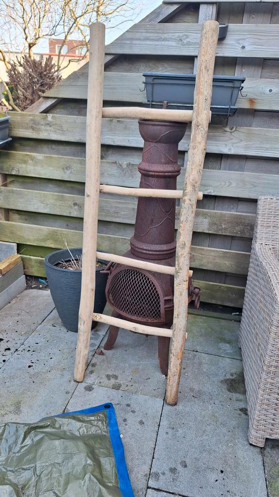 Decoratieve houten ladder voor binnen of buiten, Doe-het-zelf en Verbouw, Ladders en Trappen, Gebruikt, Ladder, Minder dan 2 meter