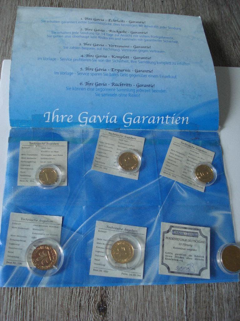 6 DUITSE MUNTEN VERGULD  1-2-5-10-50-100- PFENNING, Ophalen of Verzenden, Duitsland, Setje