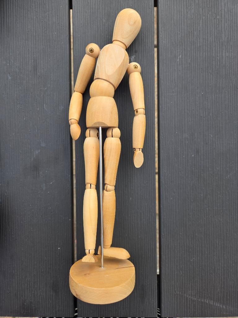 Houten tekenpop met beweegbare ledematen 30 cm, Ophalen of Verzenden, Zo goed als nieuw, Overige typen