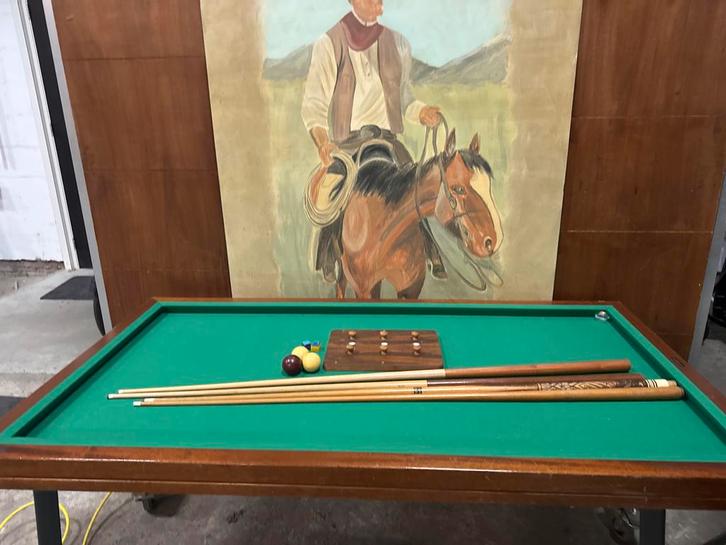 Vintage Biljarttafel met Accessoires, Sport en Fitness, Biljarten en Poolen, Gebruikt, Biljarttafel, Ophalen of Verzenden