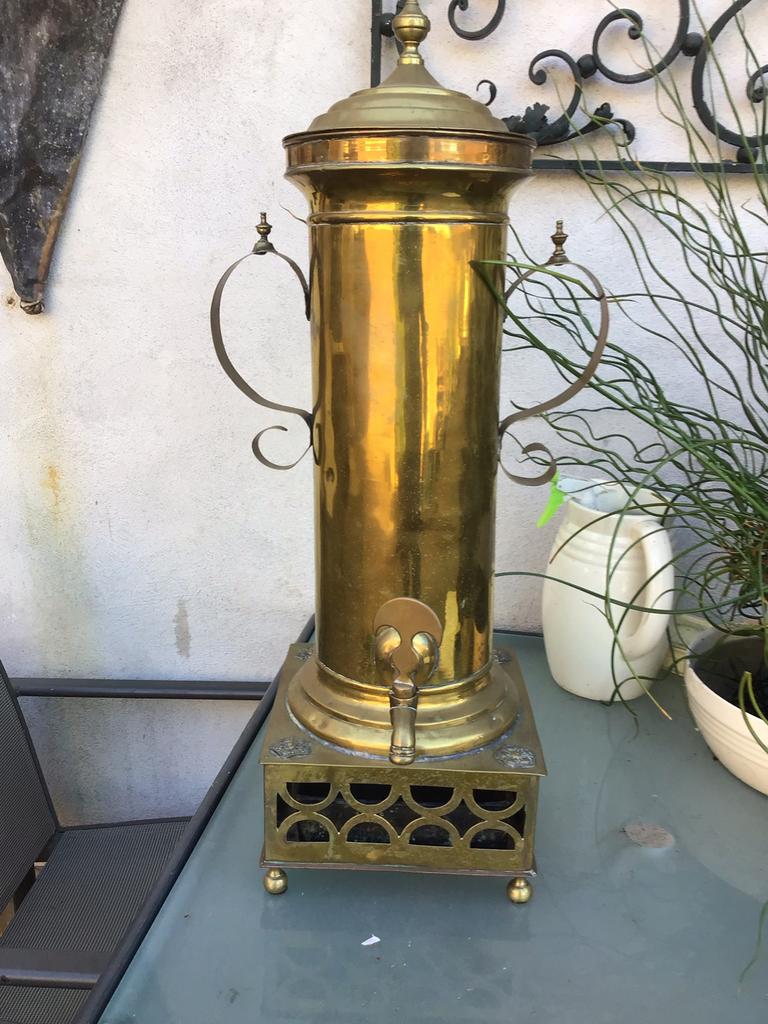 Antieke koperen kraantjeskan met origineel comfoor, Ophalen of Verzenden