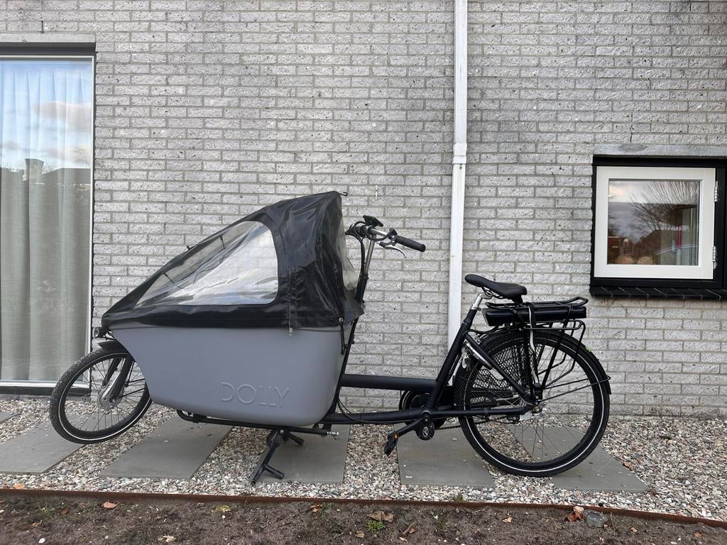 Elektrische Dolly bakfiets met regenhoes, Fietsen en Brommers, Fietsen | Bakfietsen, Gebruikt, Elektrisch, 2 kinderen, Ophalen