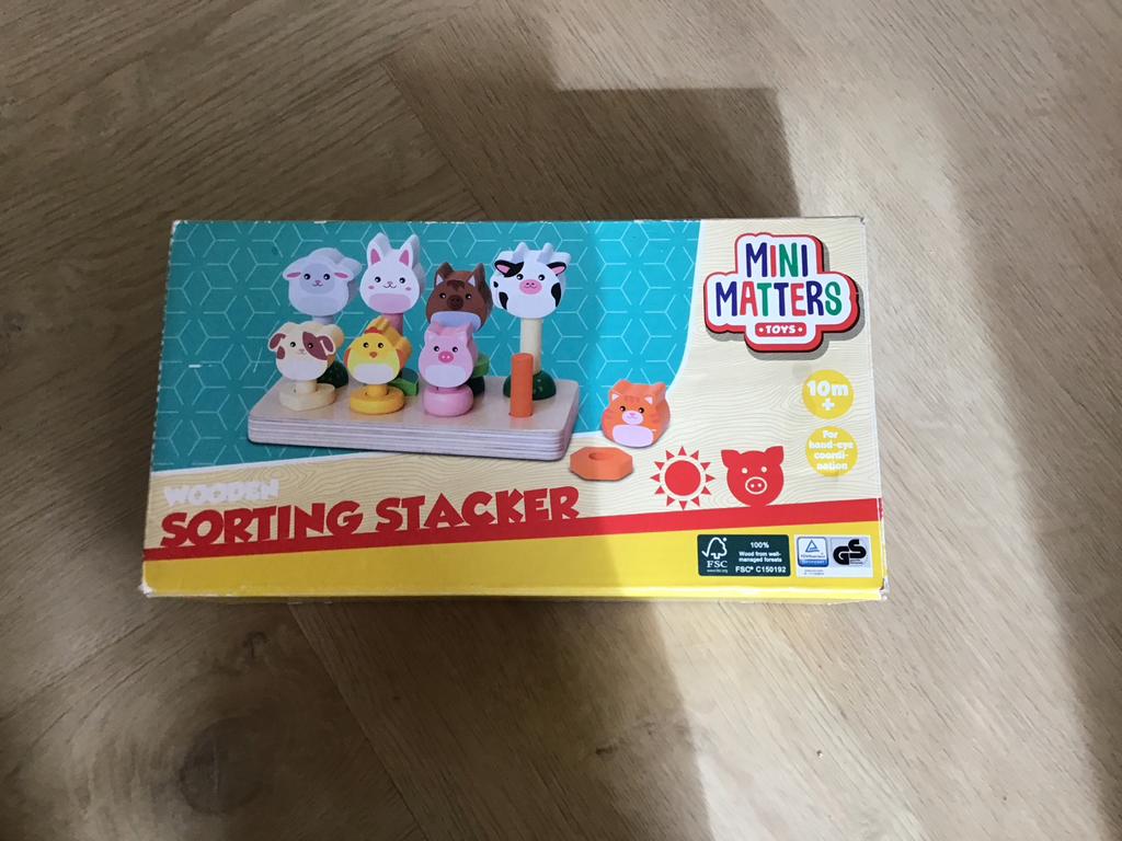 Mini Matters Toys Houten Sorteer Stapelaar Baby Speelgoed, Ophalen, Zo goed als nieuw, Overige typen