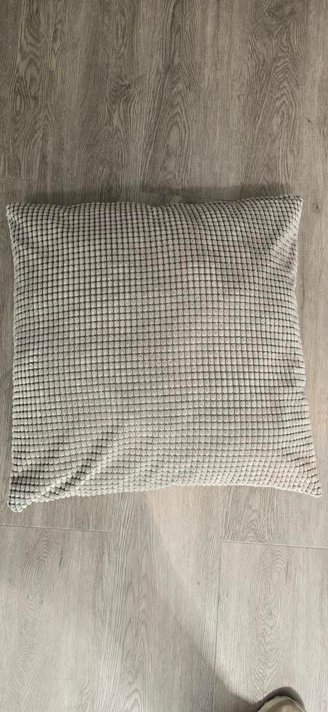 Decoratief Kussen - Beige Ribstof 90x90cm, Ophalen of Verzenden, Zo goed als nieuw, Beige, Vierkant