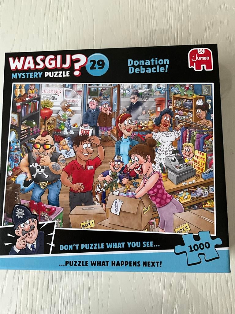 Wasgij? Mystery Puzzel 29: Donation Debacle! 1000 stukjes, Hobby en Vrije tijd, Denksport en Puzzels, Ophalen of Verzenden, 500 t/m 1500 stukjes