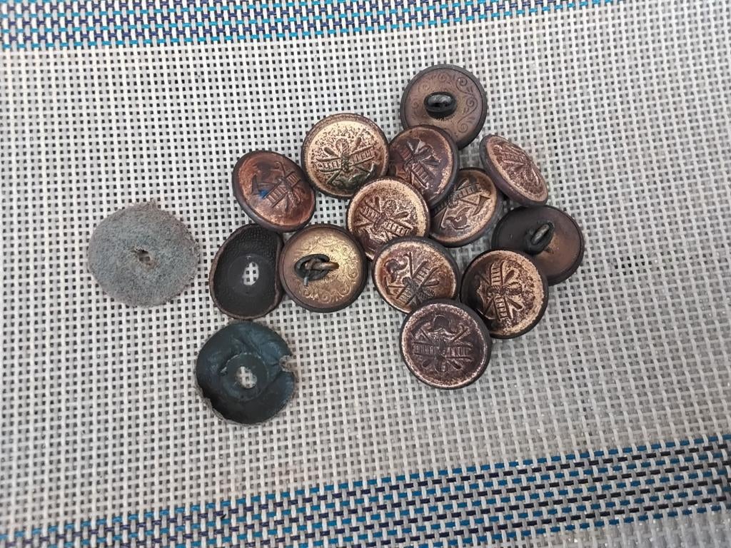 Koperen knopen brandweer uniform - nostalgische kleding, Ophalen of Verzenden