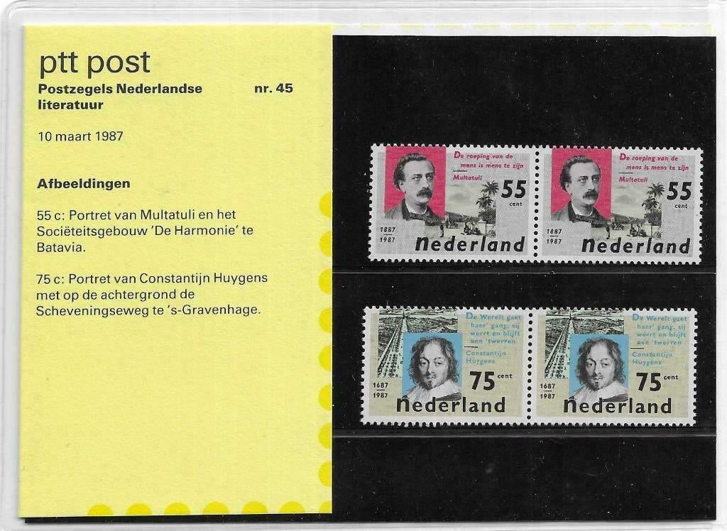 PTT Mapje 45 - Postzegels Nederlandse Literatuur 1987, Postzegels en Munten, Postzegels | Nederland, Verzenden, Na 1940, Postfris