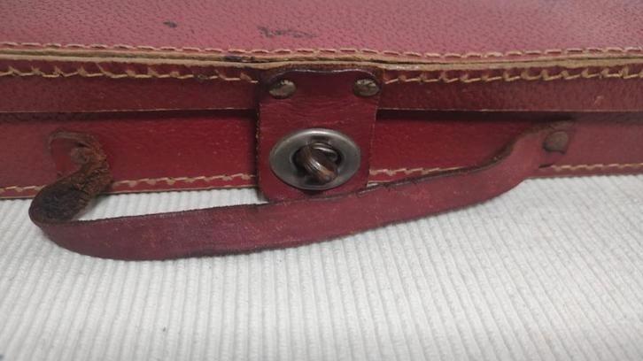 K506 VINTAGE jaren 50-60 mini koffer van geperst karton, Gebruikt, Minder dan 50 cm, Ophalen of Verzenden, Minder dan 35 cm