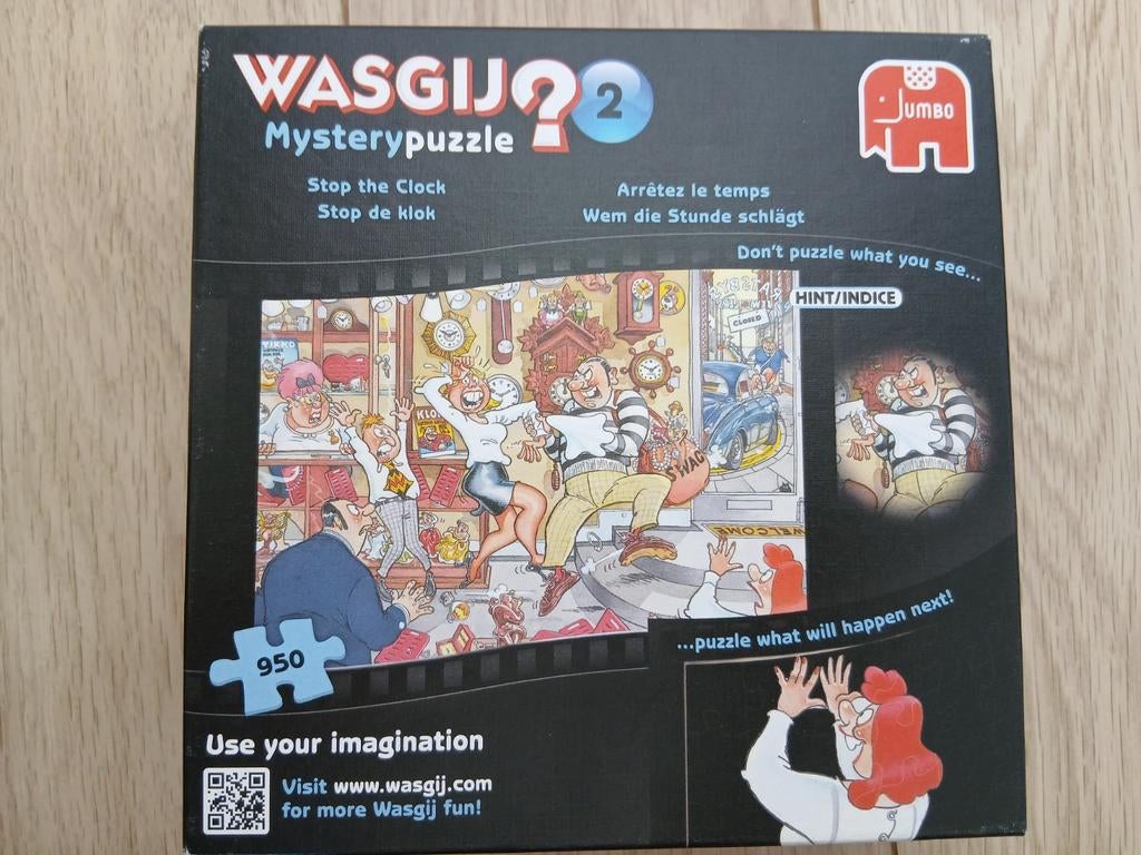 Wasgij Mystery 2: Stop de Klok - 950 stukjes, Hobby en Vrije tijd, Denksport en Puzzels, Ophalen, 500 t/m 1500 stukjes, Zo goed als nieuw