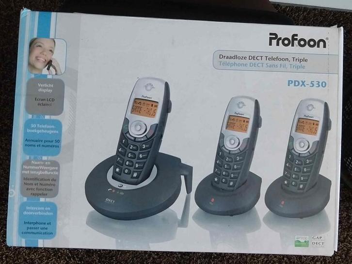 Profoon PDX-530 Dect Huis telefoon (lees de tekst), Telecommunicatie, Vaste telefoons | Handsets en Draadloos, Gebruikt, 3 handsets