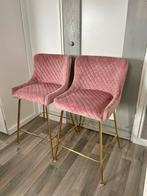 Twee barkrukken stoelen velvet roze goud fluweel, 2 krukken, Ophalen, Nieuw, 90 cm of meer
