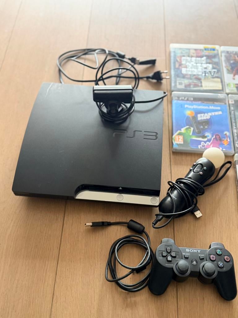 Te koop Sony PlayStation 3 slim 120GB incl. spellen en move, Spelcomputers en Games, Spelcomputers | Sony PlayStation 3, Ophalen