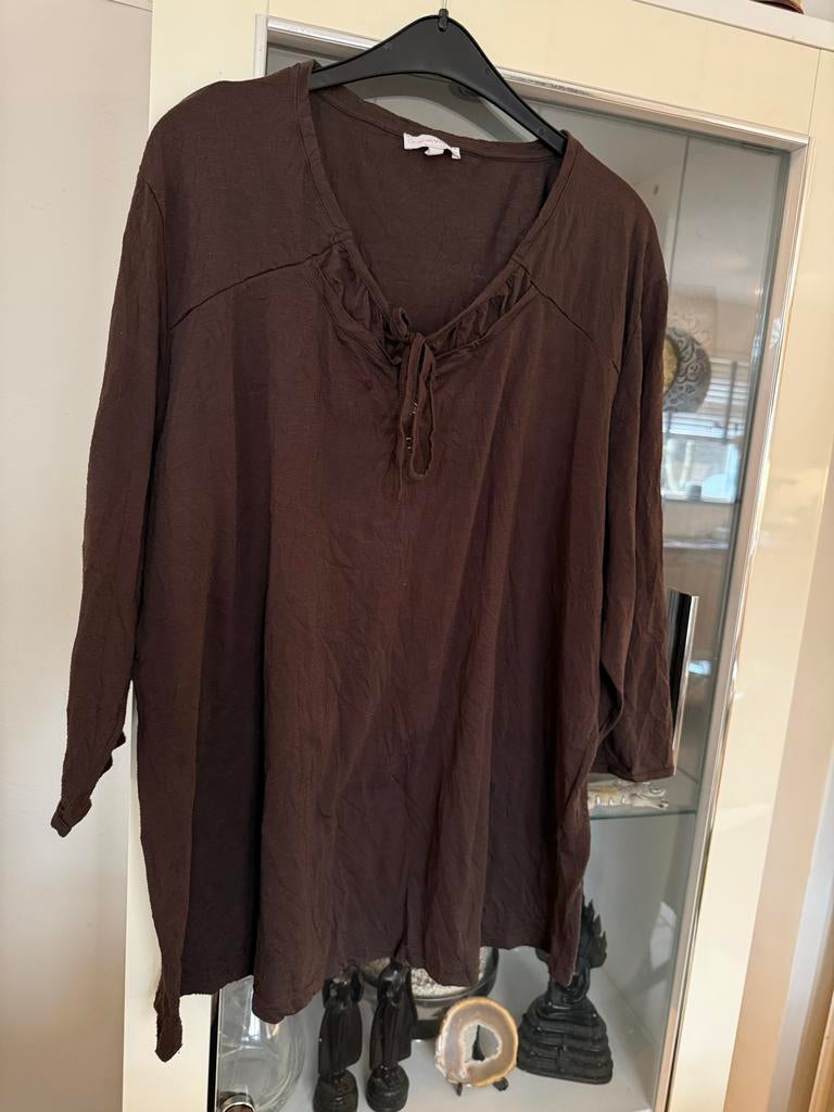 Donkerbruin T-shirt met lange mouwen XL maat 50, Kleding | Dames, Grote Maten, Ophalen of Verzenden, Zo goed als nieuw, Bruin