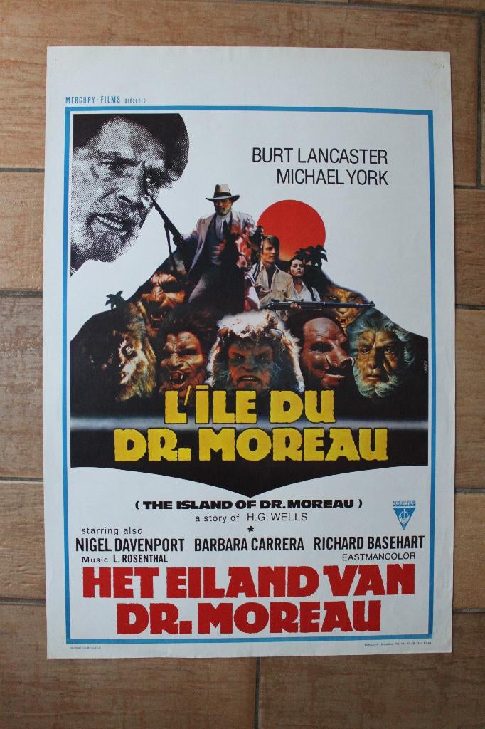 filmaffiche The Island Of Dr. Moreau 1977 filmposter, Rechthoekig Staand, Ophalen of Verzenden, Zo goed als nieuw, A1 t/m A3