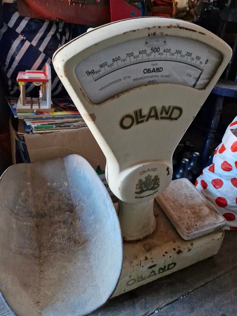 Vintage Olland weegschaal, Ophalen, Gebruikt, Overige typen, Minder dan 50 kg