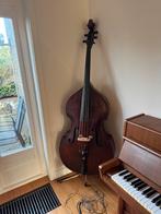Contrabas massief hout, inclusief hoes en strijkstok en was, Ophalen, Gebruikt, Met koffer