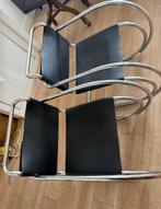 Twee Mies van der Rohe MR20 Buisstoel zwart leer, Huis en Inrichting, Zwart, Ophalen of Verzenden, Zo goed als nieuw, Leer