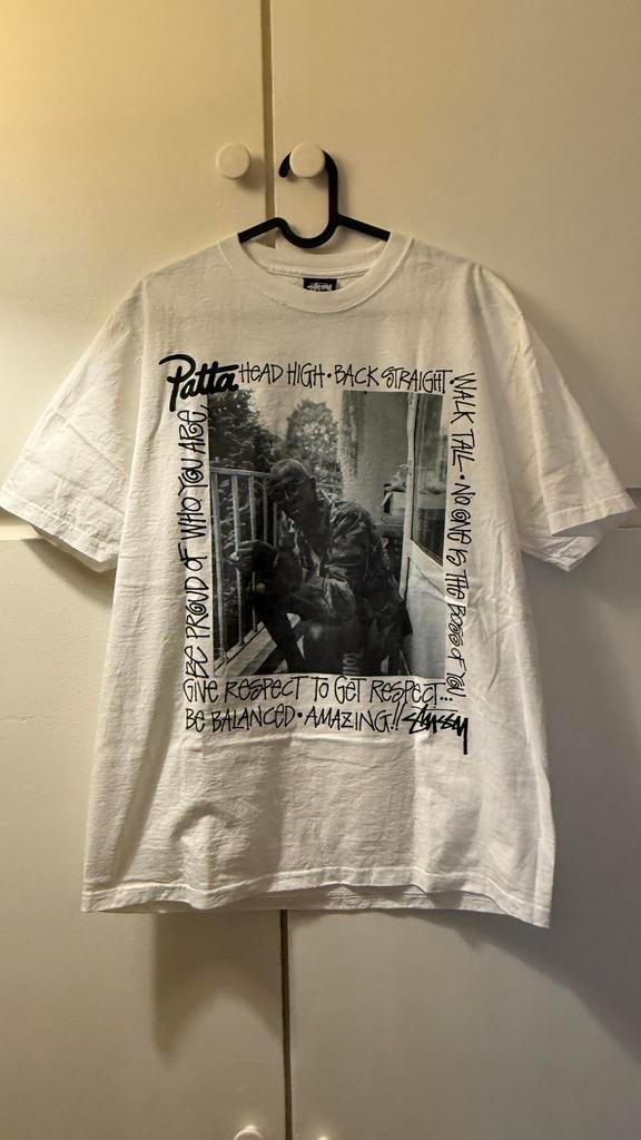 Patta x Stussy t-shirt | M, Ophalen of Verzenden, Zo goed als nieuw, Maat 48/50 (M), Wit