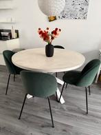 Ronde Stretto White tafel 130cm - Massief Mindi hout, Huis en Inrichting, Tafels | Eettafels, Ophalen, Gebruikt, 100 tot 150 cm