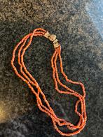 Vintage Koraal Ketting - Drie Strengen met Gouden Sluiting, Sieraden, Tassen en Uiterlijk, Kettingen, Ophalen, Gebruikt, Oranje