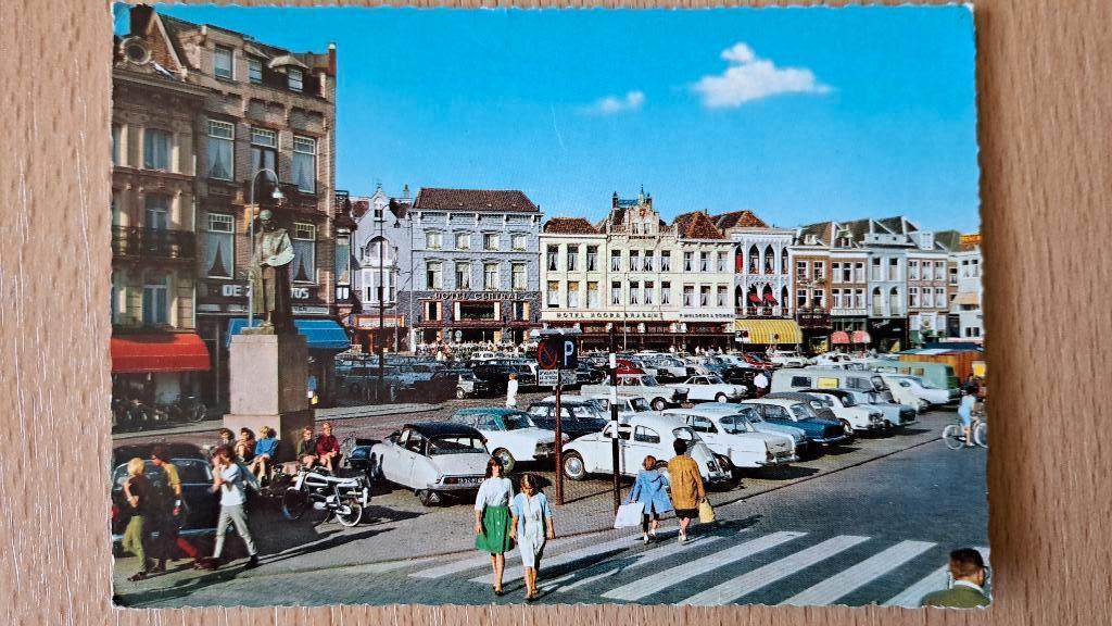Ansichtkaart Den Bosch Markt met standbeeld Jeroen Bosch, Verzenden, 1980 tot heden, Gelopen, Noord-Brabant