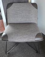 Fauteuil antraciet grijs met chroom onderstel en leer, Ophalen, Zo goed als nieuw, Stof, Modern